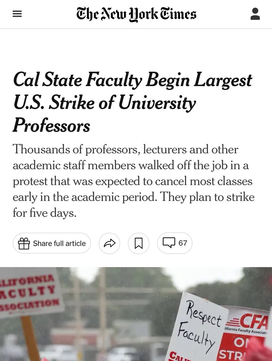 PplsCityCouncil's tweet photo. LARGEST UNIVERSITY FACULTY STRIKE in U.S. history -  @CFA_United, the union representing 29,000 faculty members at California State University, has walked off the job for five days. 

Solidarity with the workers ✊ Shut it down! #CFAOnStrike https://t.co/Qnt8xZ3n3S