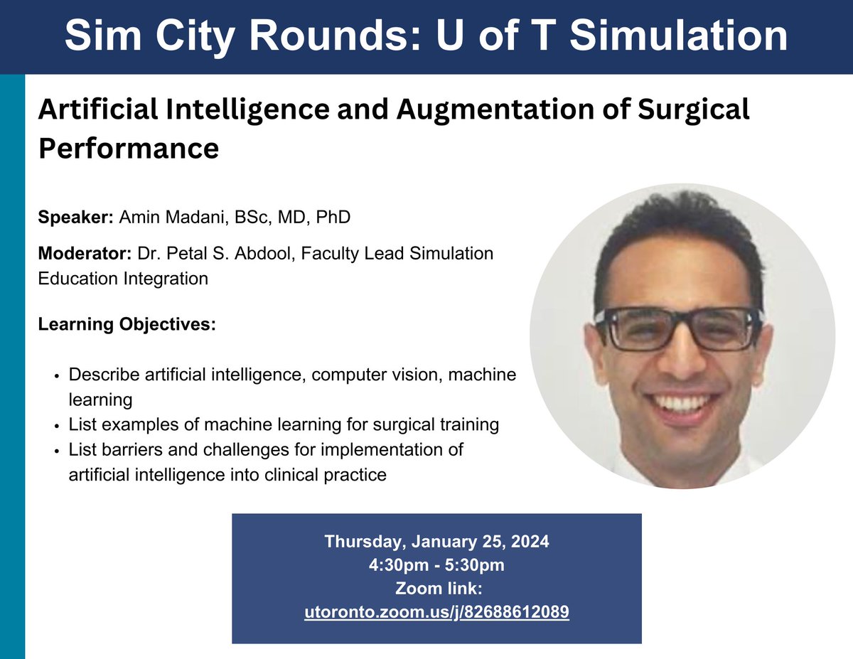 If you are passionate about Simulation and Education and want to learn more about the exciting, innovative work happening right here please join us on Jan 25!