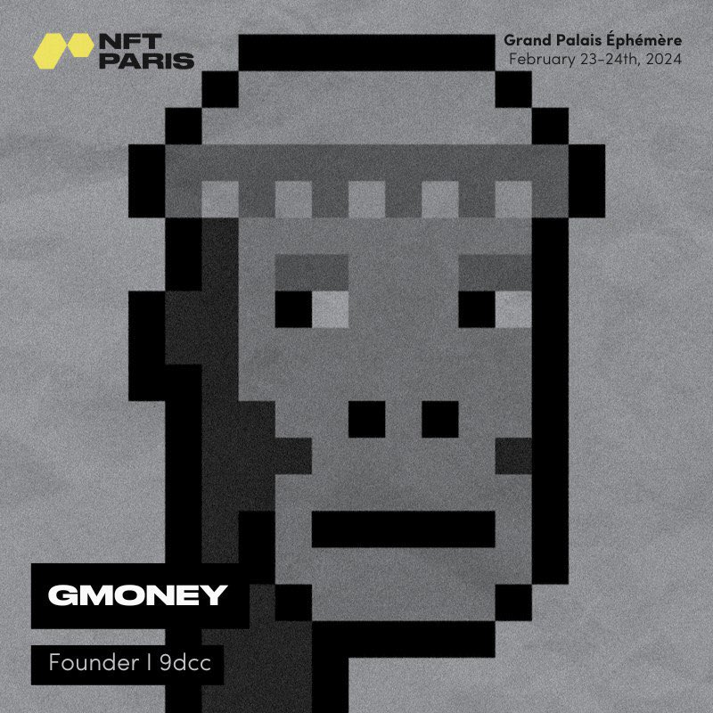 I will be on stage at <a href="/nft_paris/">NFT Paris</a> next month.

When: February 23rd-24th
Where: Grand Palais Éphémère

Still need tickets? Use the code GMONEY15 for a 15% discount: nftparis.xyz