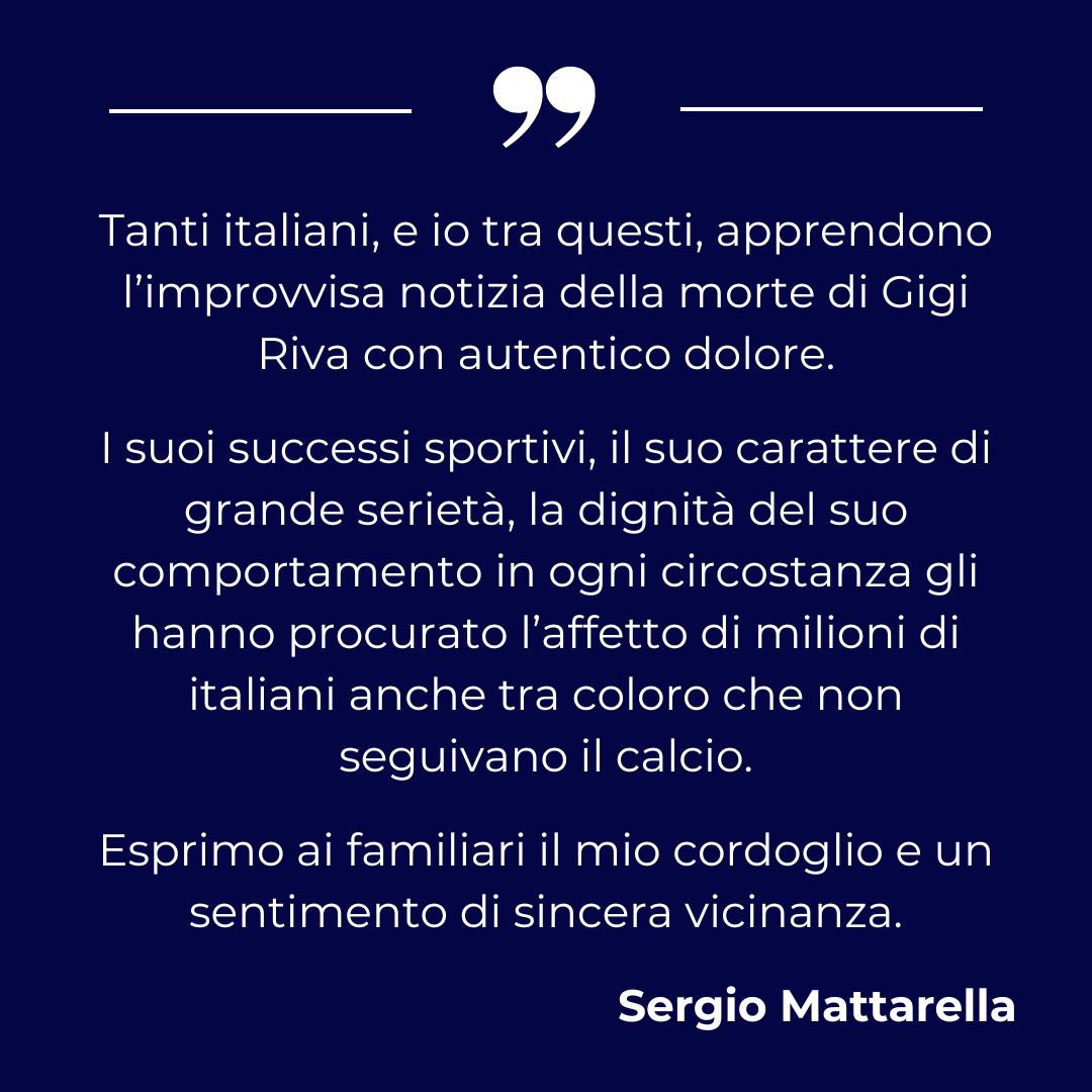 Cordoglio del Presidente #Mattarella per la scomparsa di #GigiRiva