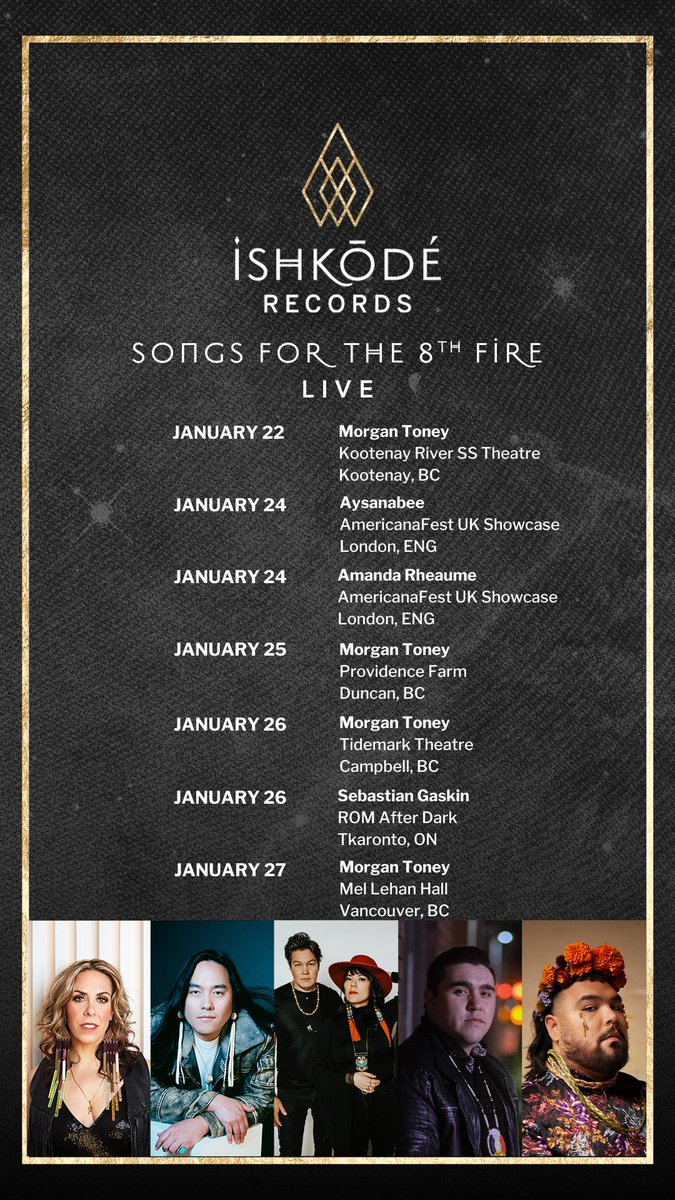 Our artists have a packed week ahead! Hope to see you there!
@amandarheaume @_aysanabee_ @morgantoneymusic @sebastiangaskin 
#showsthisweek #ishkode #ishkoderecords #songsfortheeigthfire #liveperformances