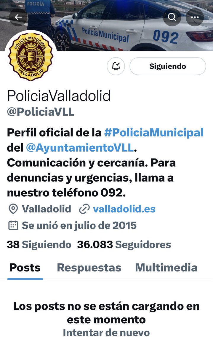 Desde el pasado jueves #18Enero no funciona la cuenta de @PoliciaVLL Cual es la razón @AyuntamientoVLL ?