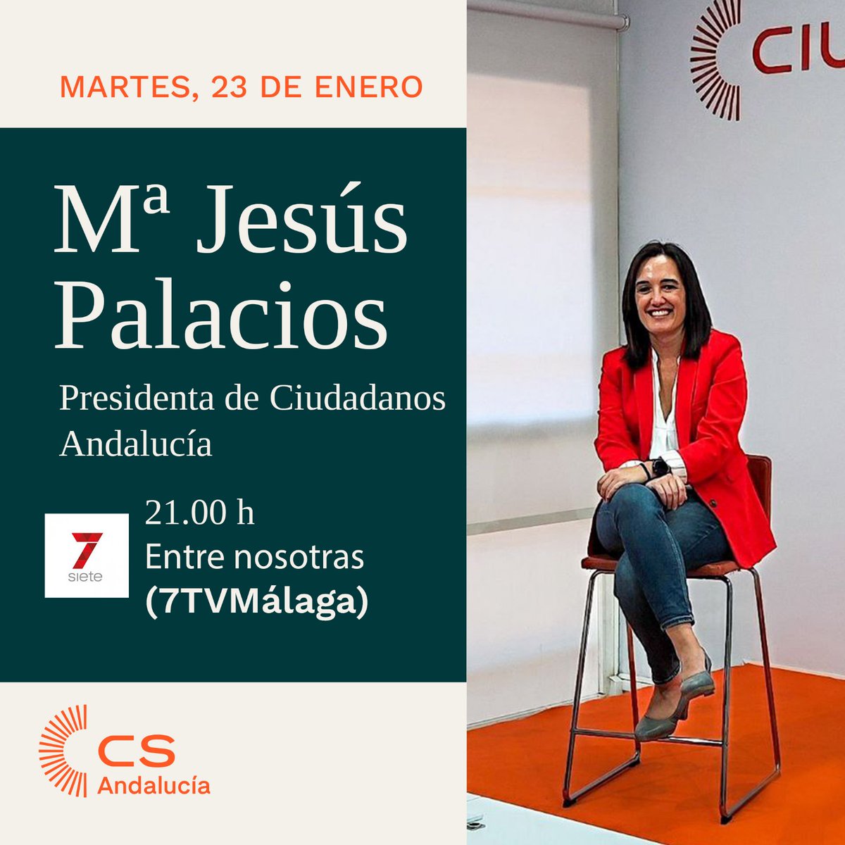 Mañana martes a las 21.00h nuestra presidenta, <a href="/mjesuspalacios/">María Jesús Palacios</a> , estará en una nueva edición de 🗞️📰🎤 #EntreNosotras 👠👠 en <a href="/7TVMalaga/">7 TV Málaga</a> 📺. Con <a href="/SoniaCrespoR/">Sonia Crespo</a>