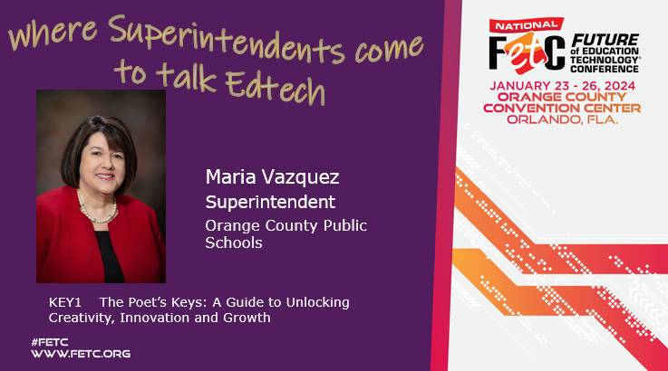 #FETC: Where Superintendents come to Talk #edtech! Proud to have @Maria Vazquez presenting @FETC. Add these sessions to your District Administrator planner! Join us this week! @DA_Leadership #SuptChat #edleaders #edchat #edtechchat #tlchat #PLN #PDMatters