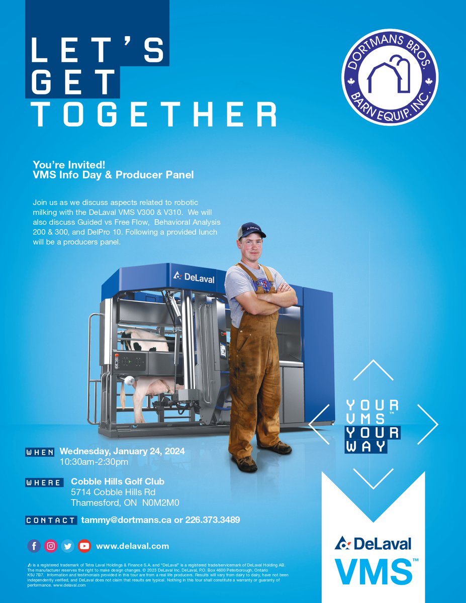 DortmansBros. (@dortmansb) on Twitter photo It's happening! In just 2 days join us as we discuss <a href="/DeLavalCanada/">DeLaval Canada</a>'s Behaviour Analysis 200/300, VMS V300/310, Delpro and so much more!
#dortmansbros #delaval #letsgettogether It's happening! In just 2 days join us as we discuss <a href="/DeLavalCanada/">DeLaval Canada</a>'s Behaviour Analysis 200/300, VMS V300/310, Delpro and so much more!
#dortmansbros #delaval #letsgettogether