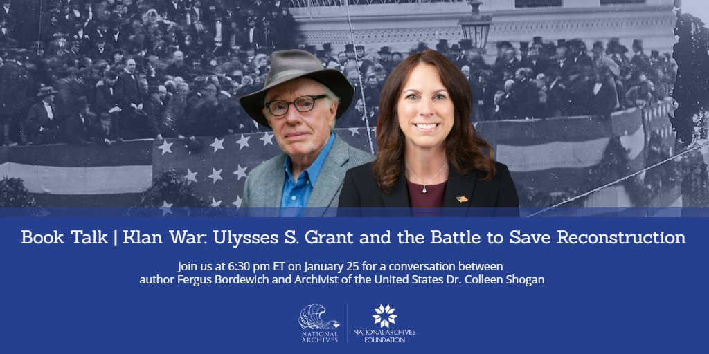 Join the @USNatArchives on Thursday for a book talk on Reconstruction and the Black activists that fought alongside President Grant to save it. Seating is limited, so register ASAP! archivesfoundation.org/event/klan-war…