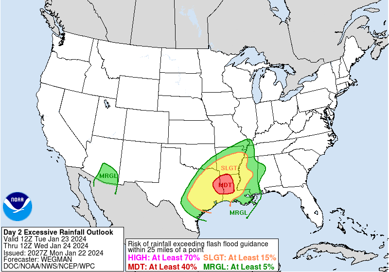 weathertrackus's tweet photo. The WPC has upgraded Day 2 & Day 3's ERO Outlooks to Moderate where widespread, significant flash flooding is forecast across the Deep South region.

#txwx #kawx #nswx #alwx #weather