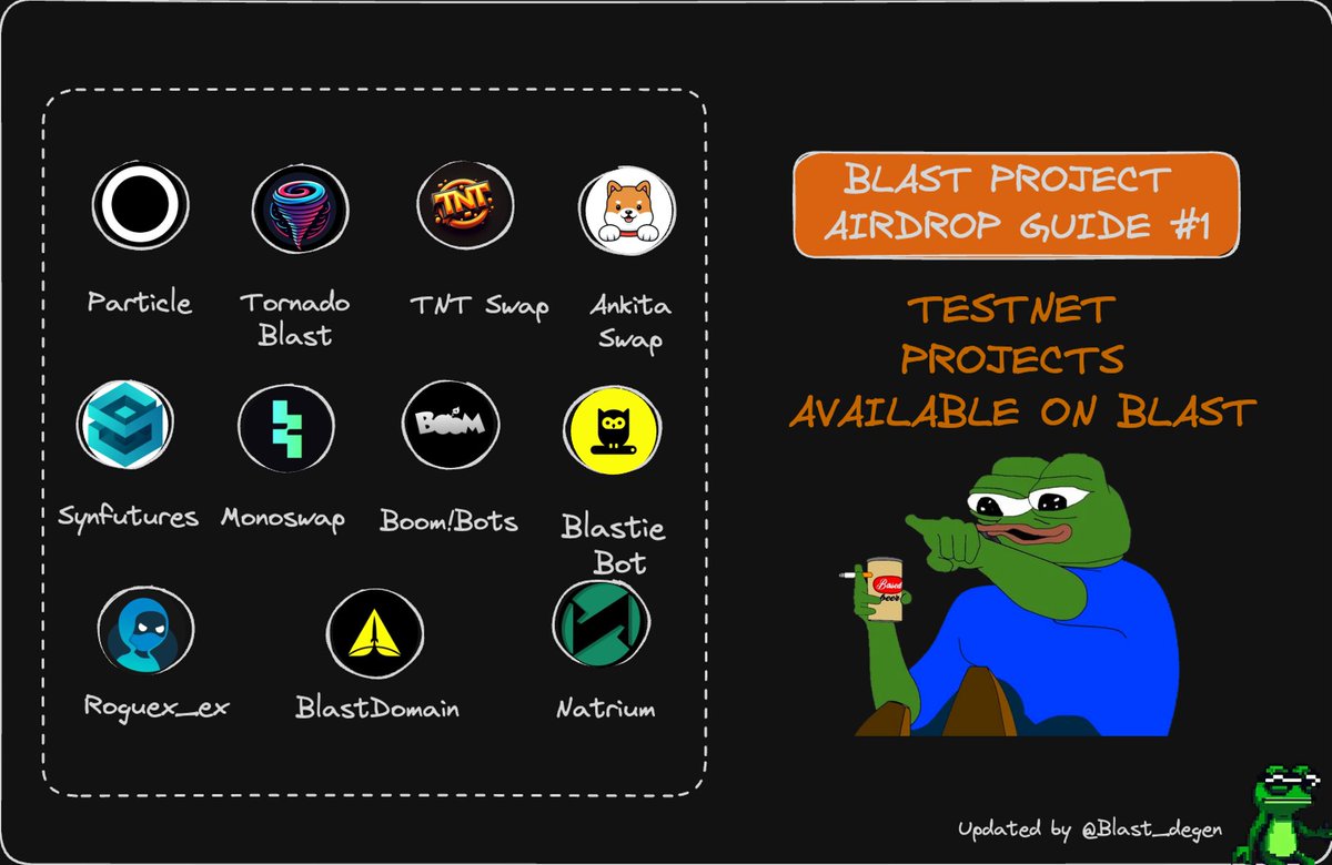 It's been about a week since @Blast_L2  dropped the news about their testnet and the #BigbangCompetition.

I've rounded up 10 projects that either already have a testnet or are planning to launch one soon.

Here's how you can get an airdrop from them.🧵