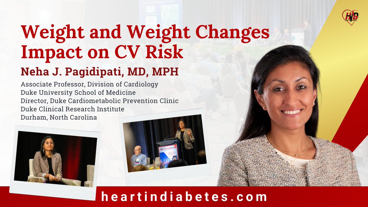 HeartinDiabetes's tweet photo. Curious about the impact of #WeightChanges on #CardiovascularRisk? @NPagidipati, Professor of Medicine at @DukeMedSchool, has you covered at the 8th @HeartinDiabetes!
Join us in June and earn #CME. Register at https://t.co/6JUnqY2S4O before early bird rates fly away!
@DCRINews https://t.co/0OpdRFxjPx