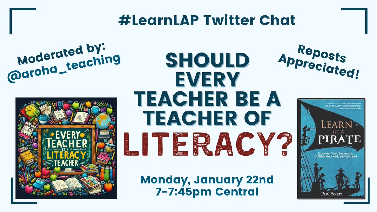 PaulSolarz's tweet photo. Please join @aroha_teaching TONIGHT at 7pm Central for #LearnLAP!
#cdnedchat #engchat #edtechchat #flipclass #masspchat #musedchat #nyedchat #teacherwellness #vachat #PSCchat #PubPriBridge #stuvoice #EdVoice #Sci4allSs #coascd #colchat #edtech #ellchat #iechat #ksedchat #luthed https://t.co/orEfdHG8qP
