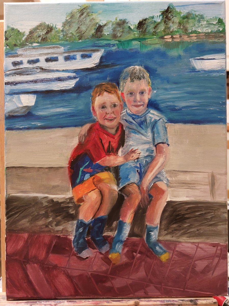 Finished this tonight. Think the older child's proportions are slightly off, but think I'll call it an 'intentional stylistic decision,' and leave it there 🤣😁😇