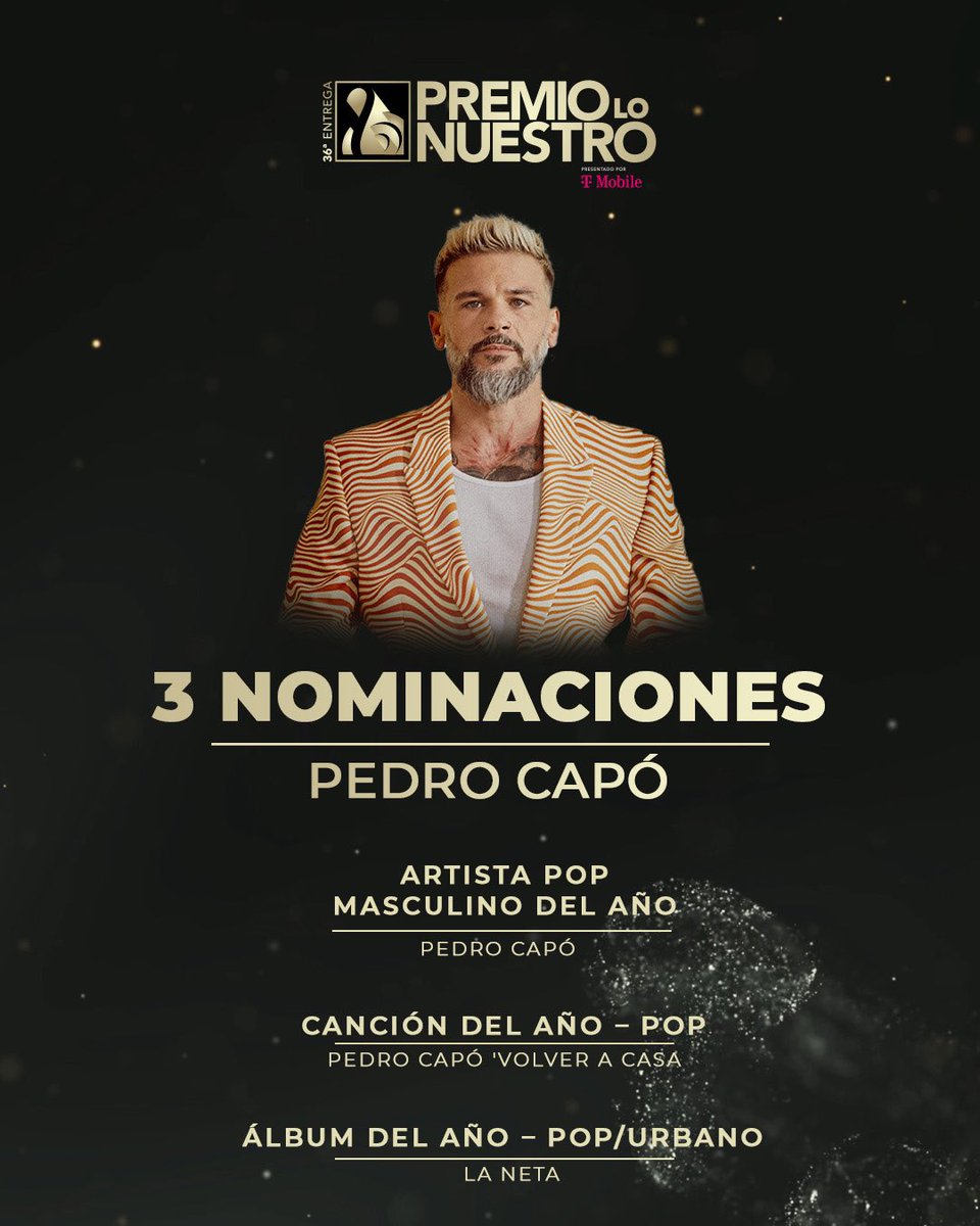 pedrocapo's tweet image. 🎶 Lo nuestro es de otro planeta 🪐 #LaNeta 3 nominaciones en @premiolonuestro . Gracias Familia 🙏🏻🫶🏼 #PremioLoNuestro