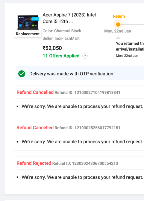 kartikey286's tweet photo. @Flipkart @flipkartsupport 
Even Having Flipkart plus membership:
My return requests got cancelled without reason mention. Daily Statement changes from flipkart escalation desk &amp; management.
Still Facing multiple problems.
Seems like #Fraud #flipkartscam
Could you please help!..? https://t.co/kcNFu1H6qe
