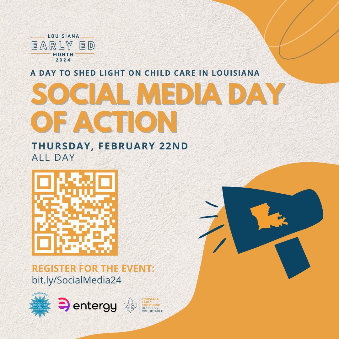The countdown begins as Early Ed Month starts next week! 

It's an opportunity to learn more about critical issues surrounding early care and education that impact children and families in the state of Louisiana. #LAEarlyEdMonth