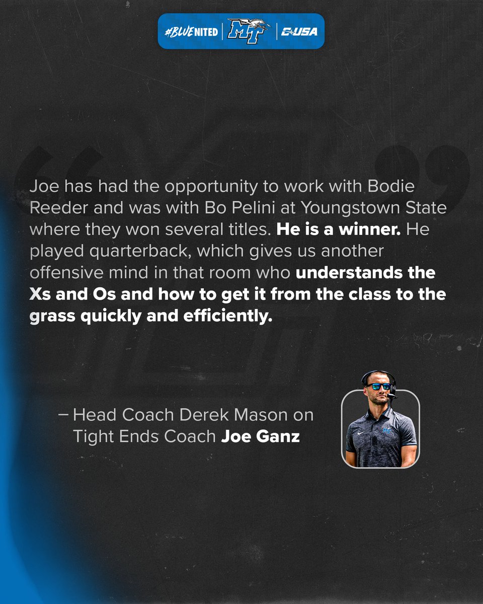 Bringing in a proven winner in @CoachJoeGanz to coach tight ends in @CoachDerekMason's system.