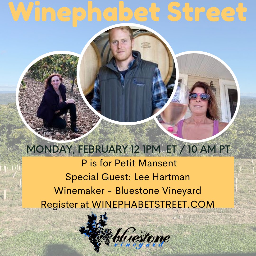 Registration is no live for Winephabet Street - P is for Petit Manseng, Monday, February 12 at 1pm ET, 10am PT. Register at event.webinarjam.com/channel/PetitM…
