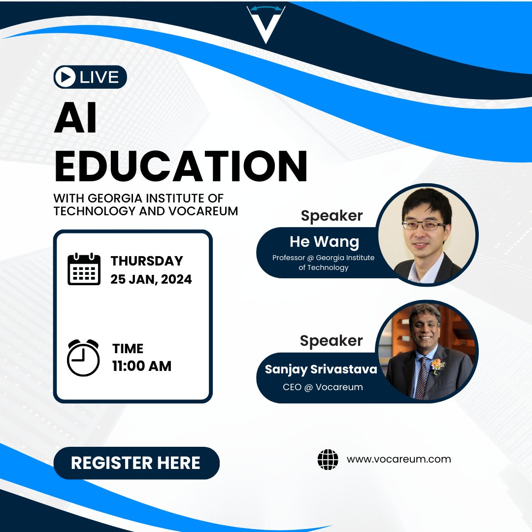Don't miss out on the opportunity to join our much-anticipated webinar on AI education, co-hosted by Georgia Institute of Technology and Vocareum, happening this Thursday at 11am PT. 

Register Now: us02web.zoom.us/webinar/regist…