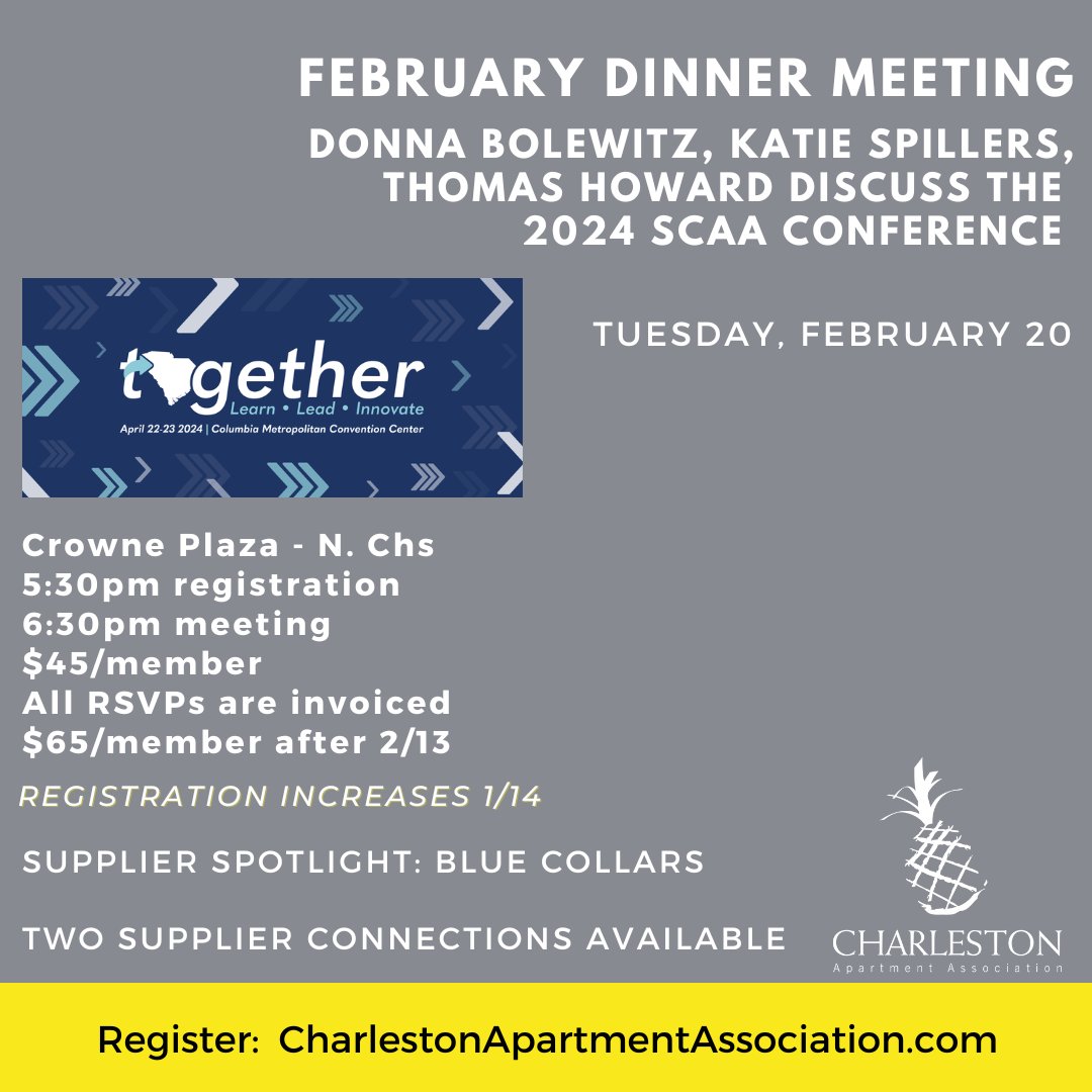 chucktowncaa's tweet photo. Register for the February Dinner Meeting. https://t.co/2NjsVG3XTr