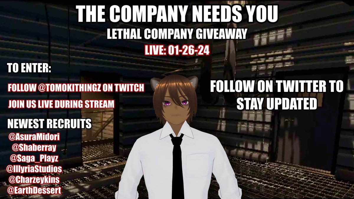 illyriastudios's tweet photo. this friday i'll be joining @TomokiThingz  and friends for some Lethal Company! 4pm central time, hope to see y'all there! https://t.co/clFJIOPzqY