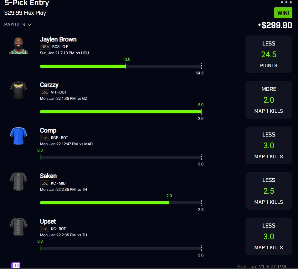 LoL 10x CASH OUT!!! 🔥💰

We make sports betting 𝗣𝗥𝗢𝗙𝗜𝗧𝗔𝗕𝗟𝗘!! 🚀🤑

Follow us to get daily locks!🔒

#prizepicks #prizepickslol