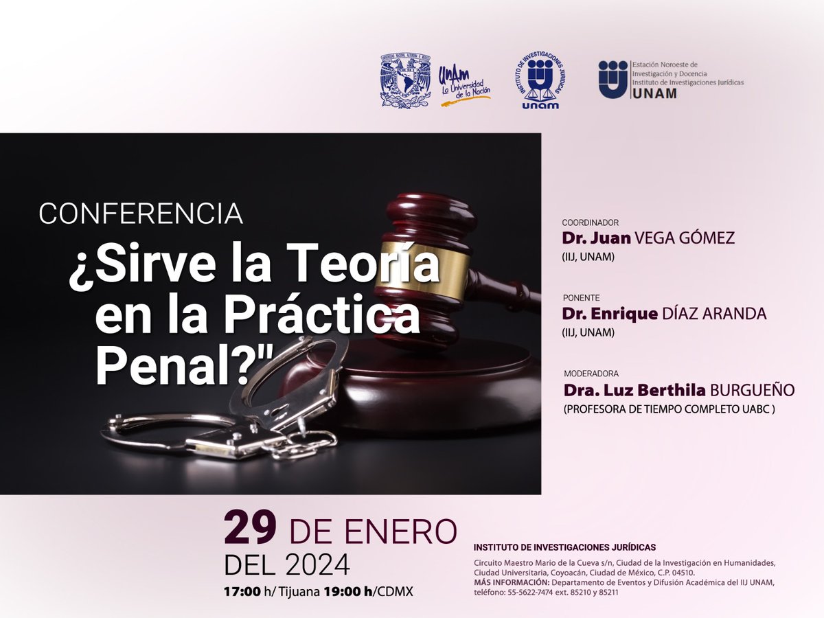 Buenas tardes,
Les comparto el evento del Instituto de Investigaciones Jurídicas de la UNAM, en el cual próximamente participaré como ponente, con la finalidad de que si es de su interés nos acompañen este 29 de enero.
Saludos!