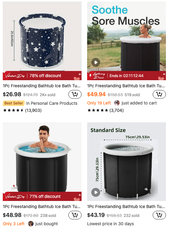 mhp_guy's tweet image. Both my 11 year old AND a boomer referenced Temu on the same day. I knew I HAD to dive in.

What&apos;s Temu? It&apos;s Ali Baba, but cheaper. Way less than Amazon w/ free shipping to the US.

Here&apos;s exactly how anyone could make quick cash with Temu today. Cold plunges:

You see, Temu is…