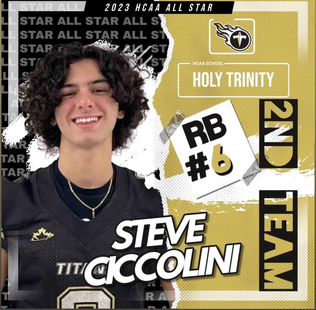 Steven Ciccolini (@stevenciccolini) on Twitter photo Very thankful to have been voted an all star by the coaches of the HCAA football league. <a href="/HTTitansFB/">HolyTrinityTitansFB</a> Very thankful to have been voted an all star by the coaches of the HCAA football league. <a href="/HTTitansFB/">HolyTrinityTitansFB</a>