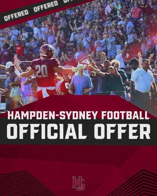 After a GREAT conversation with @CoachRWilson, I am blessed to receive my first offer from Hampden-Sydney! @GregPort17 @train0187 @One11Recruiting