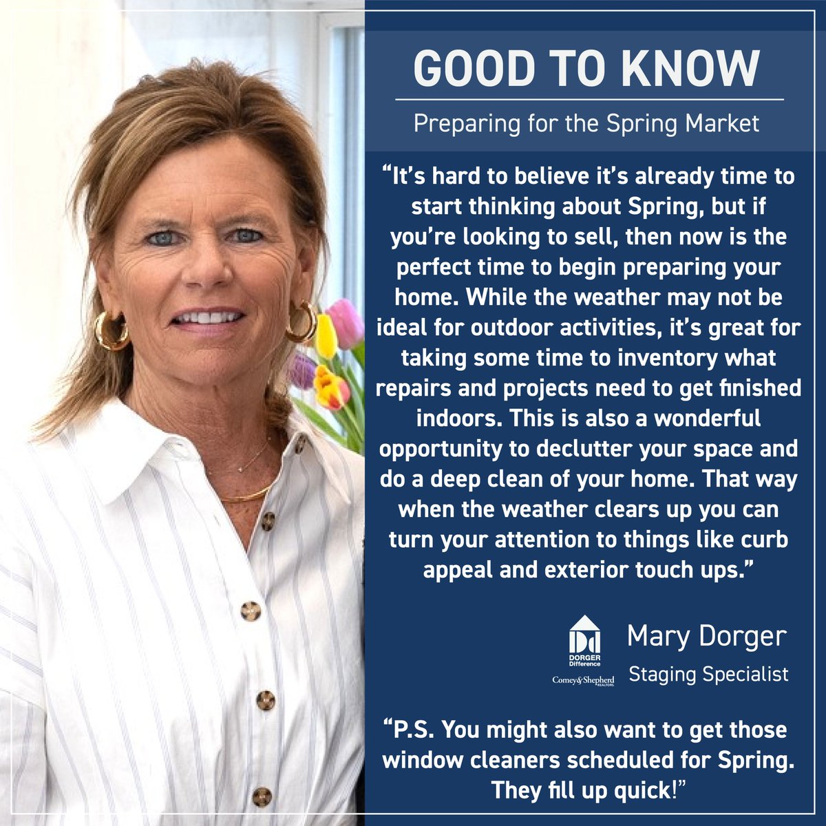 DorgerDiff's tweet image. We know 2024 just started, but if you're thinking about selling your home, it's time to start thinking about spring! Take advantage of the cold weather &amp;amp; focus on finishing those interior house repairs &amp;amp; tidying your space so you don't feel overwhelmed when it comes time to list.
