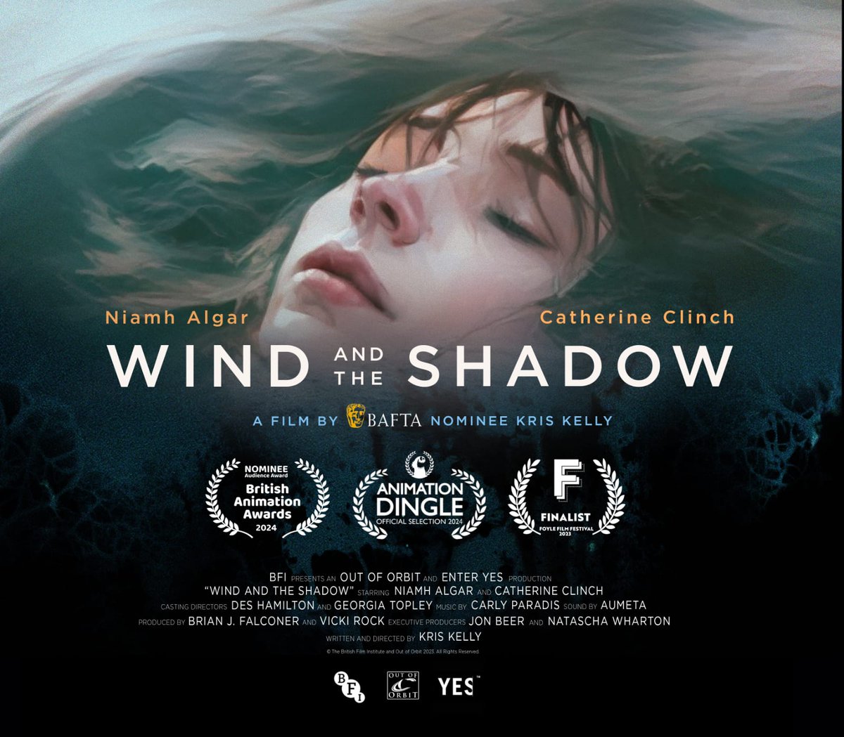 EnterYesLTD's tweet photo. Delighted to announce that #WindandtheShadow, starring @NiamhAlgar & #CatherineClinch, is heading to the @TheAcademy Qualifying @ANIMATIONDINGLE this March.
An @ooofilms & @enteryestm production, #WindandtheShadow was funded by @BFI
#animation #shortfilm https://t.co/Fs0tysdqyI
