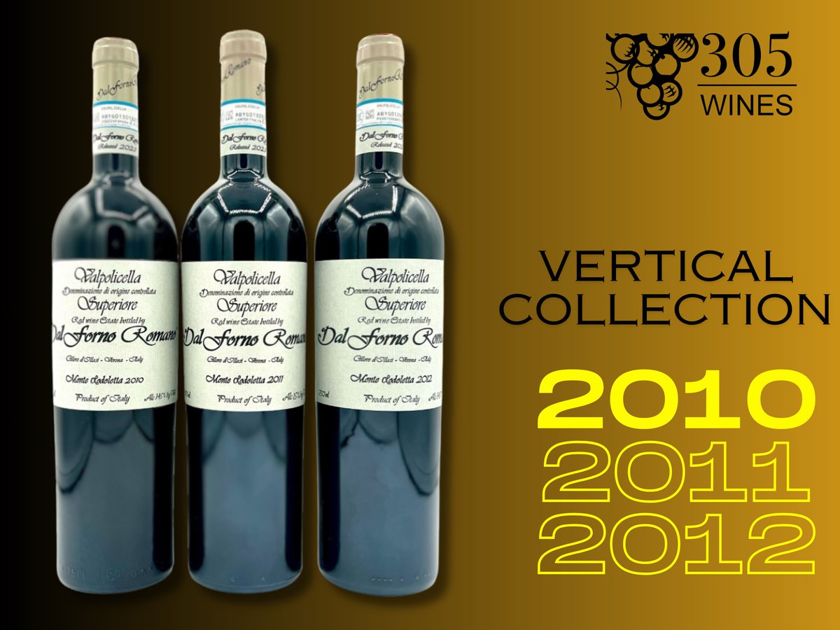 Established in 1983, Dal Forno Romano is well known for its Amarone della Valpolicella. The Vertical Collection has 1 bottle of each Valpolicella Superiore from the 2010, 2011, 2012 vintages. Shop at 305wines.com