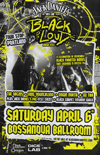 bbaoregon's tweet photo. Save the Date, April 6, for the Black and Loud Festival, presented by DICE LAB &amp; the Black Business Association of Oregon, sponsored by @JackDaniels_US!  

Tickets: https://t.co/WSBXVM4mSb 

#BALF #BBAO #Oregon #Alternative #Music #Festival https://t.co/ZbjQ86tmld