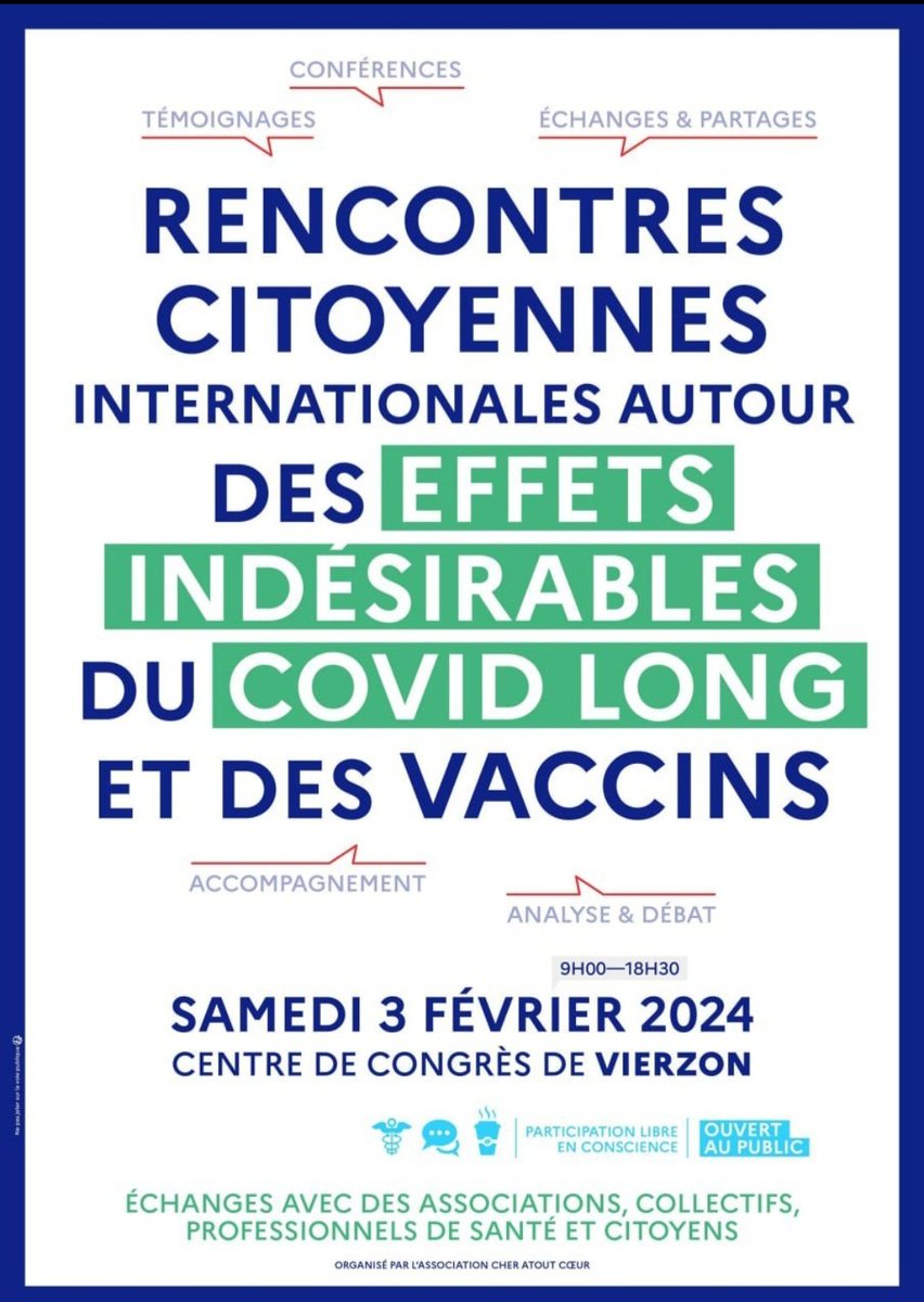 Laissonslespre1's tweet photo. #Vierzon 3 février 2024
#effetsindesirables #COVID #vaccins #ARNm #Pfizer #BionTech #Moderna #AstraZeneca #Janssen #spike #spikesyndrome #pharmacovigilance #urgence #myocardites #thromboses #embolies etc #France #JeuxOlympiques #athlètes #OMS https://t.co/AQgF4bAtE8