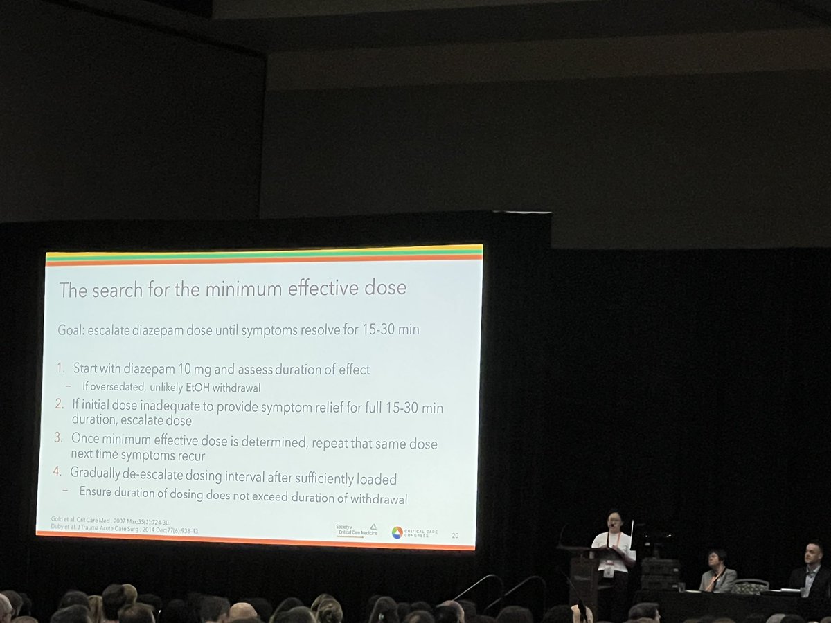 AWS happy hour: Dr. Jin Lee reviews appropriate selection of BZD for AWS “BZD are still very relevant!” Dose adjust BZD in patients with liver failure. Search for the minimum effective dose to reduce potential for side effects! #SCCM2024 #PharmICU @SCCM_CPP