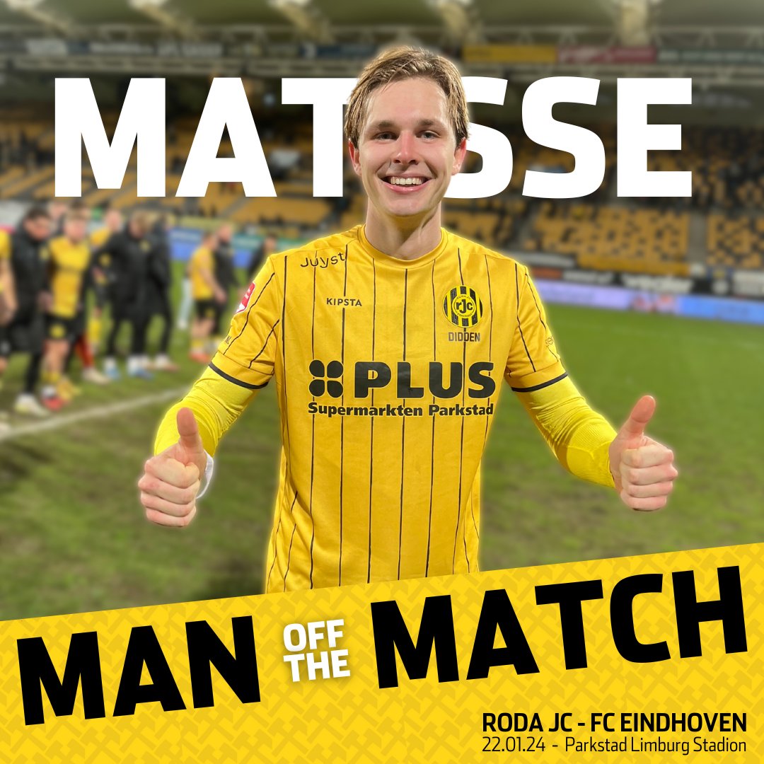 RodaJCKerkrade's tweet photo. 𝗠𝗔𝗡 𝗢𝗙 𝗧𝗛𝗘 𝗠𝗔𝗧𝗖𝗛 🔥

Matisse Didden is onze Man of the Match!

#RodaJC #MOTM https://t.co/5IwVO8Jpwh