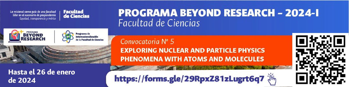 DiegoTorres_Fis's tweet photo. Eres alumno de @FisicaUnal o de Ingeniería Física de la @UNALOficial? Quieres participar en el programa #BeyondResearch con el @MIT @MIT_Physics ? Esta convocatoria te puede interesar
Inscripciones hasta el viernes 26 de enero de 2024 👇
https://t.co/WaAYjsPKZ1 https://t.co/olobzt6EXr