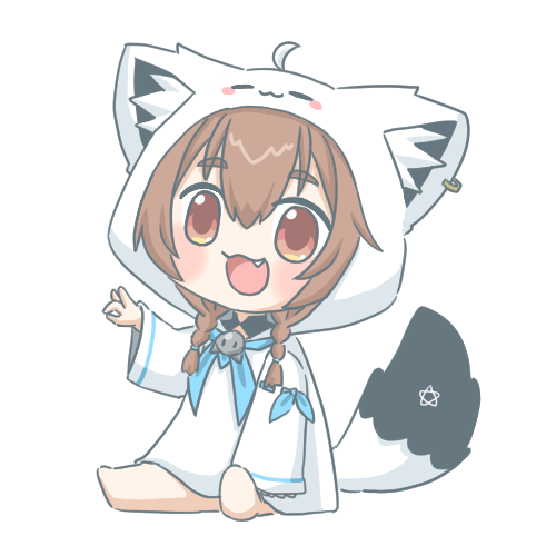 inugami korone 1girl tail solo brown hair animal ears :3 chibi  illustration images