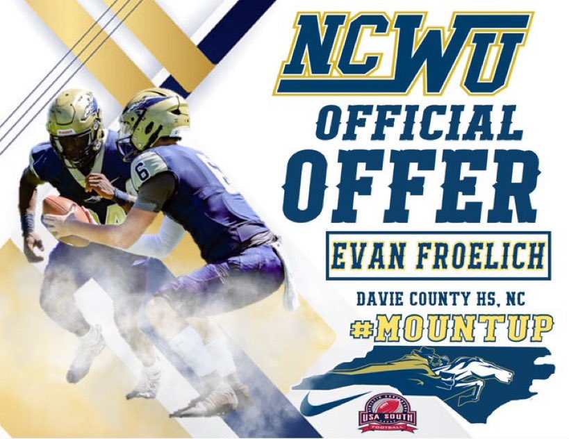 Evan Froelich (@evan_froelich) on Twitter photo After a great visit and conversion with <a href="/CoachMcKinneyJr/">Quincy McKinney Jr., M.S.</a> I am blessed to receive an offer from <a href="/NCWesleyanFB/">NC Wesleyan Football</a>! <a href="/DavieHSFootball/">Davie County Football🏈🦅</a> <a href="/timdevericks6/">Tim Devericks</a> <a href="/Coach_Holder4/">Logan Holder</a> After a great visit and conversion with <a href="/CoachMcKinneyJr/">Quincy McKinney Jr., M.S.</a> I am blessed to receive an offer from <a href="/NCWesleyanFB/">NC Wesleyan Football</a>! <a href="/DavieHSFootball/">Davie County Football🏈🦅</a> <a href="/timdevericks6/">Tim Devericks</a> <a href="/Coach_Holder4/">Logan Holder</a>
