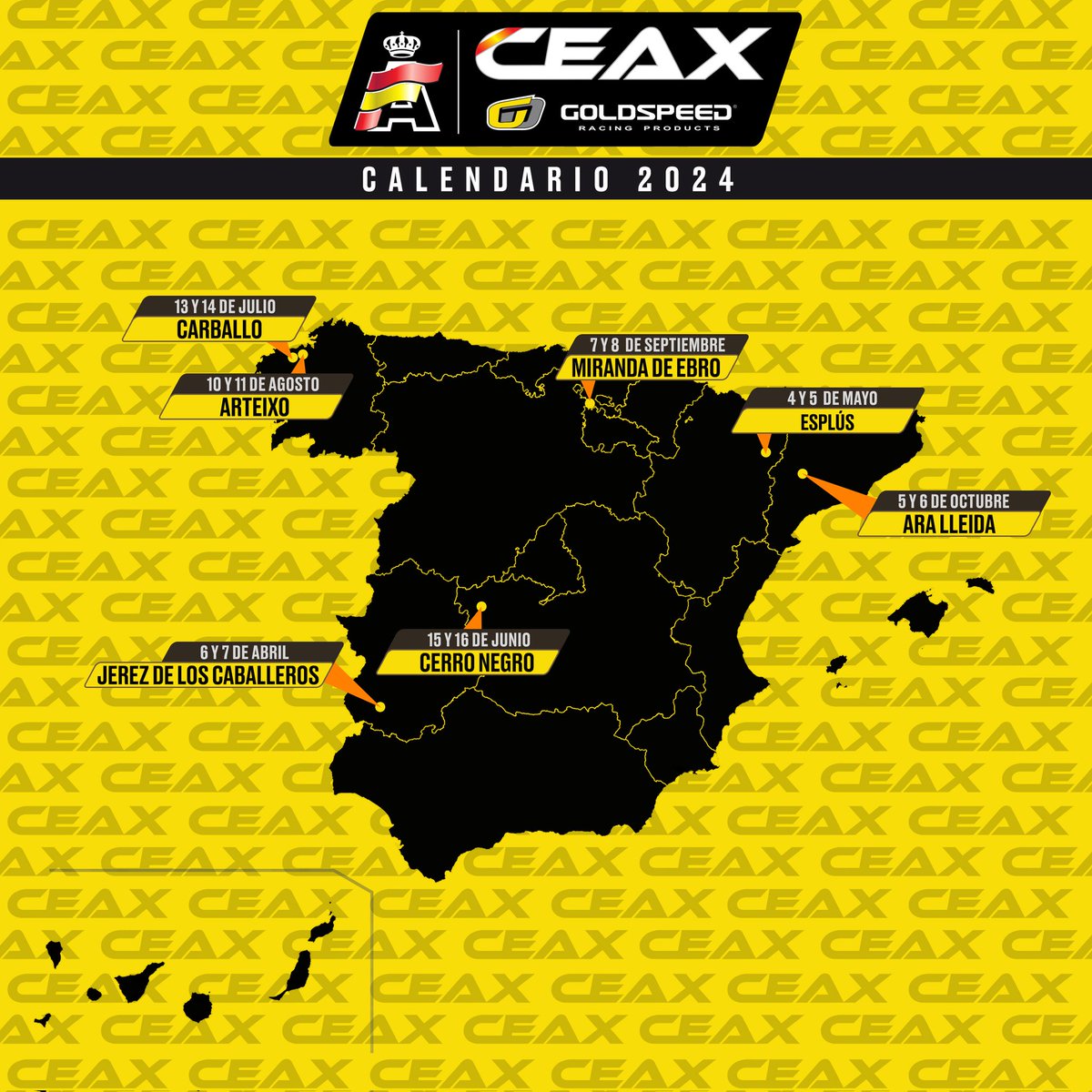 📌 Cambios en el calendario del #CEAXGoldspeed 2024

☑️ Se confirma la prueba de Miranda de Ebro en su fecha habitual de septiembre

☑️ Ara Lleida se retrasa una semana para disputarse antes de la cita del Europeo FIA

📝 📷 cutt.ly/kwLjEB98

#autocross #offroad