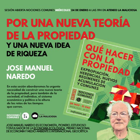 AteneoMaliciosa's tweet photo. ¡Esta semana en La Maliciosa! (2/2)

💳 Por una nueva teoría de la propiedad y una nueva idea de riqueza, con J.M. Naredo

🍜 Tu dieta puede salvar el planeta

🖋 Gala de entrega de premios del I Certamen de Relatos Ecotópicos de @ecologistas 

🌳 Curso de arbolado urbano https://t.co/fMuOvgGkMa