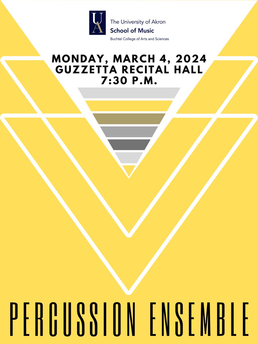 The UA Percussion Ensemble presents a concert on Monday, March 4 at 7:30 p.m. in Guzzetta Recital Hall. Free and open to the public.
