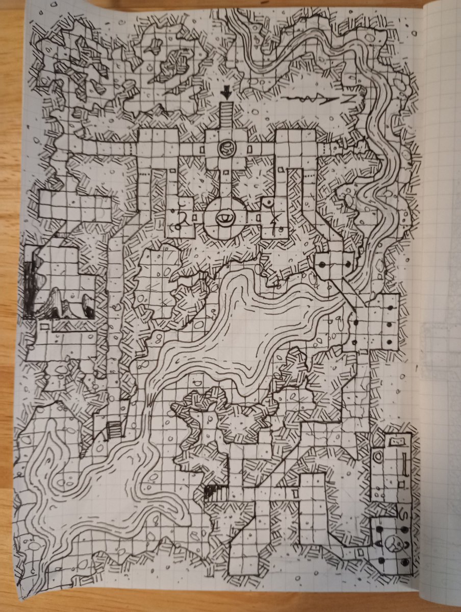 Stolen Relic of Hekate Cthonia, level 2. I took the symmetrical entrance area from the random dungeon section in the original AD&D Dungeon Master's Guide #dugeon24 #dungeon23 #ttrpg #dungeonsanddragons