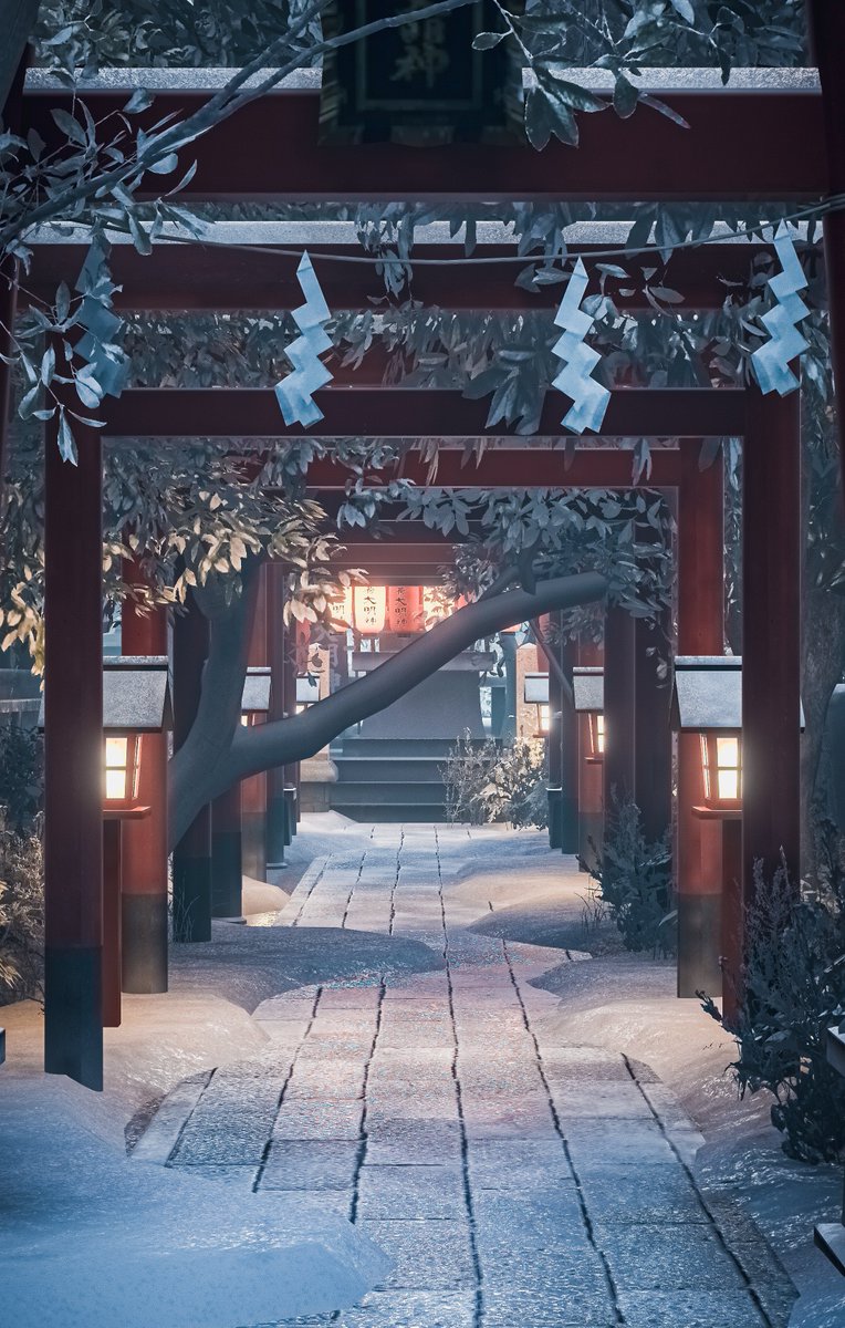 Neomance's tweet photo. Beautiful Landscapes Around The Snow Covered Shrine
雪に覆われた神社周辺の美しい風景

World : Japan Shrine［winter］
Author : RootGentle

World URL :
https://t.co/YQbrJ8YAit

#VRChat #VRC #VRChat_world紹介
#VirtualPhotography #Neo写真 https://t.co/S9bso14eUK