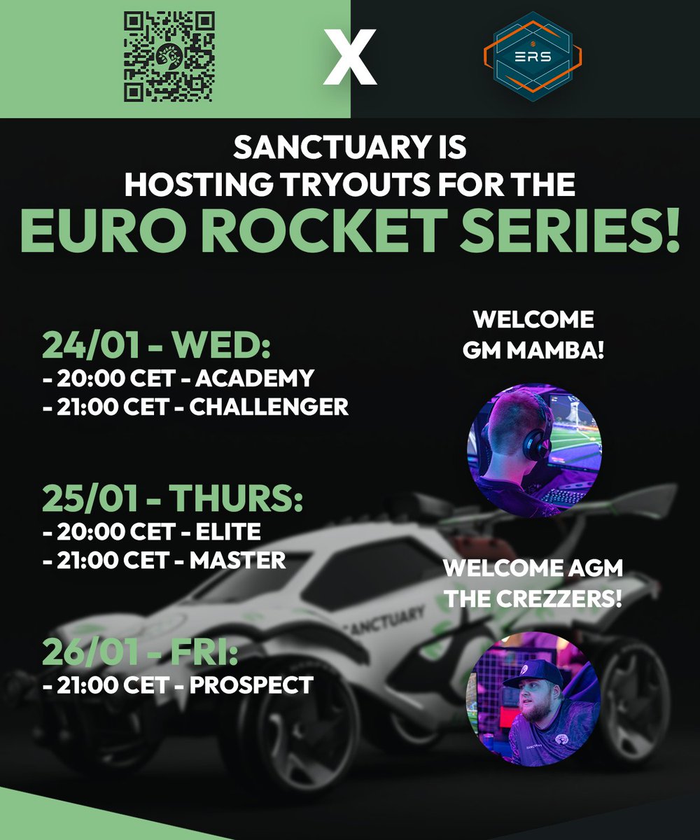 Sanctuary (@sanctuaryhf) on Twitter photo Sanctuary has joined the <a href="/EURocketSeries/">ERS: Euro Rocket Series</a>!
Please welcome :
GM - <a href="/Mamba66RL/">Scott ๐๐๐</a>
AGM - <a href="/the_crezzers_tv/">The_Crezzers_Tv</a>
We have try out dates listed below! Sanctuary has joined the <a href="/EURocketSeries/">ERS: Euro Rocket Series</a>!
Please welcome :
GM - <a href="/Mamba66RL/">Scott ๐๐๐</a>
AGM - <a href="/the_crezzers_tv/">The_Crezzers_Tv</a>
We have try out dates listed below!