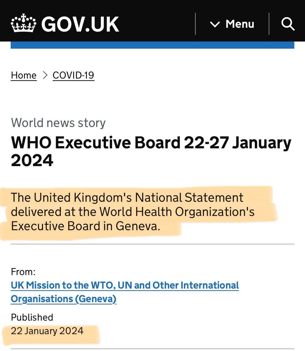‼️WHO - BREAKING: UK government has announced “The UK underlines our commitment to agreement of a new Pandemic Accord and targeted amendments of the International Health Regulations” Completely ignoring the concerns over loss of sovereignty & all in the name of Agenda 30 ‼️
