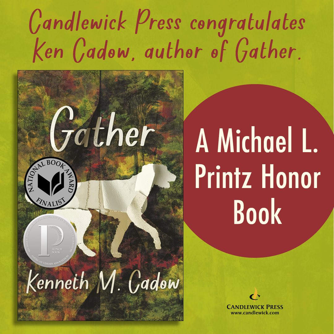 CandlewickClass's tweet photo. Congratulations to author Kenneth M. Cadow for GATHER being picked as a Michael L. Printz Honor Book! #alayma #alayma24 #liblearnx24 #michaellprintzaward #alabookawards #bookawards #kennethmcadow @Candlewick https://t.co/krqZFrNSTl