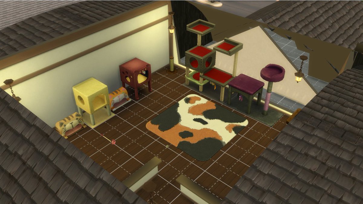 TheIrishNeko's tweet photo. Part 3 of the Sims WIP of Ruze's place. (Final subject to change)
I'm not going to lie... the roof is shit xD
But I think what's inside makes up for it. The Ruzaders kinda wanted it ;3 #Cattic #CatAttic
#CrimzonMuze https://t.co/c9QYPKquFn