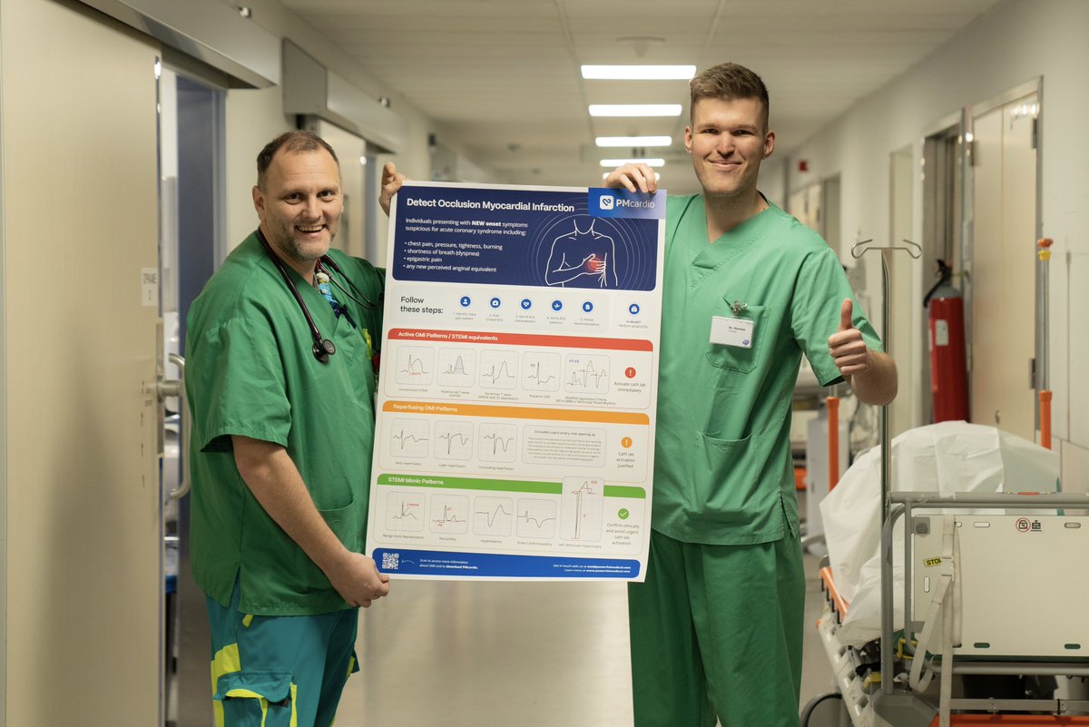 RobertHermanMD's tweet photo. First hospital to adopt TWO paradigm shifts improving #ECG detection and management of acute coronary occlusion in ED triage:

1) OMI/NOMI paradigm
2) Queen of Hearts #AI #ECG model

It is driven by NURSES, with EM and Cardiology on board to save lives and reduce false positives! https://t.co/w96ROTrfNS