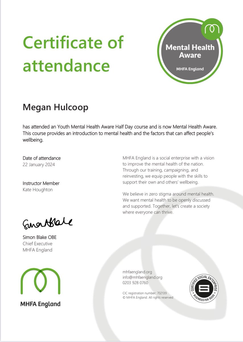 meganhulcoop's tweet photo. So lucky to have had the opportunity to experience this amazing Youth Mental Health Awareness course this evening! Can’t wait to help those in the local football community! Amazing experience -thank you so much! ⚽️💙 @MHFAEngland @TackleThisTo @girls_royals 
Let’s do this 👌🙌 https://t.co/ruRpXgfDrM