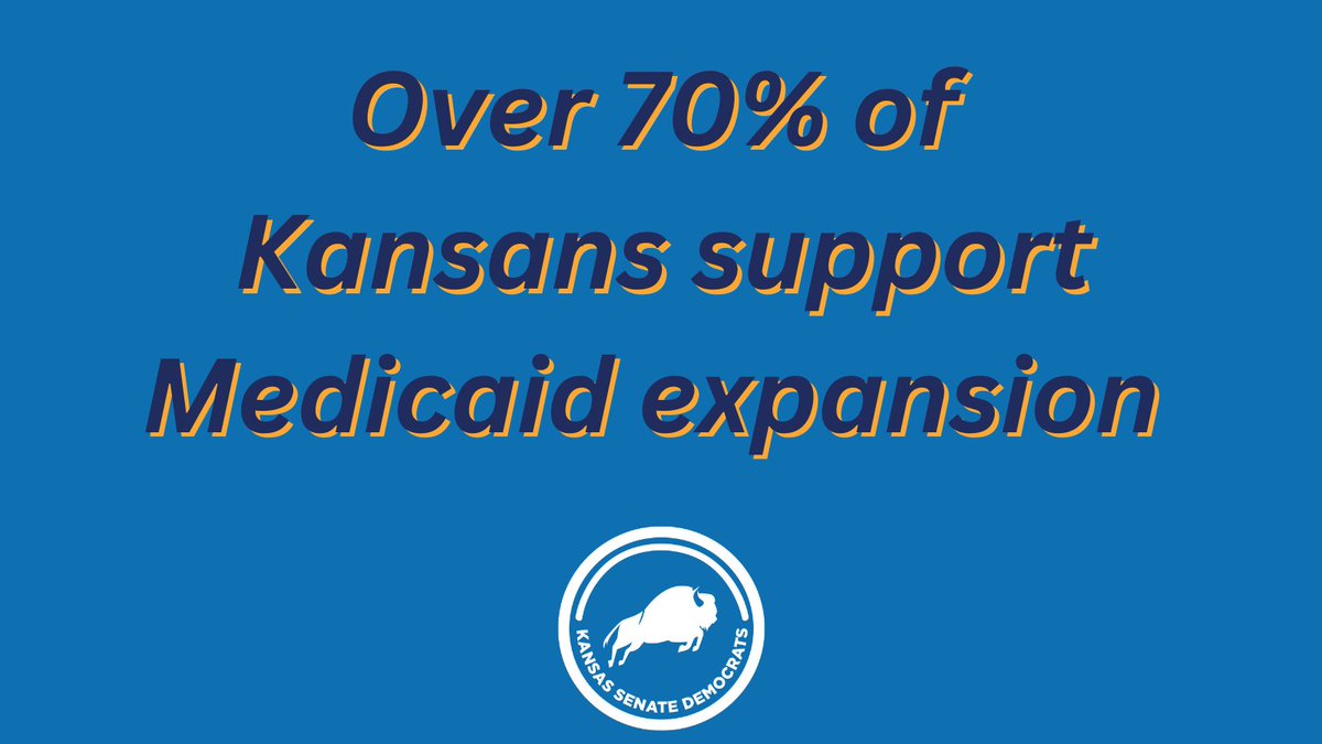 kssenatedems's tweet photo. Over 70% of Kansans – regardless of party – support Medicaid expansion.

If you’re one of them, email your legislator today and demand action: https://t.co/rjqNiTaf4E https://t.co/fUwtdCBf67